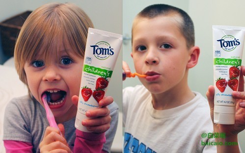 Amazon：适合凑单！Tom's of Maine 儿童天然草莓味无氟牙膏 可吞咽 119g*3支 历史低价.28